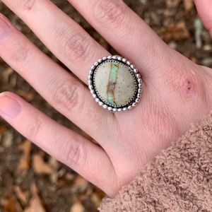 Silver boho southwest turquoise ring //size 6.75
